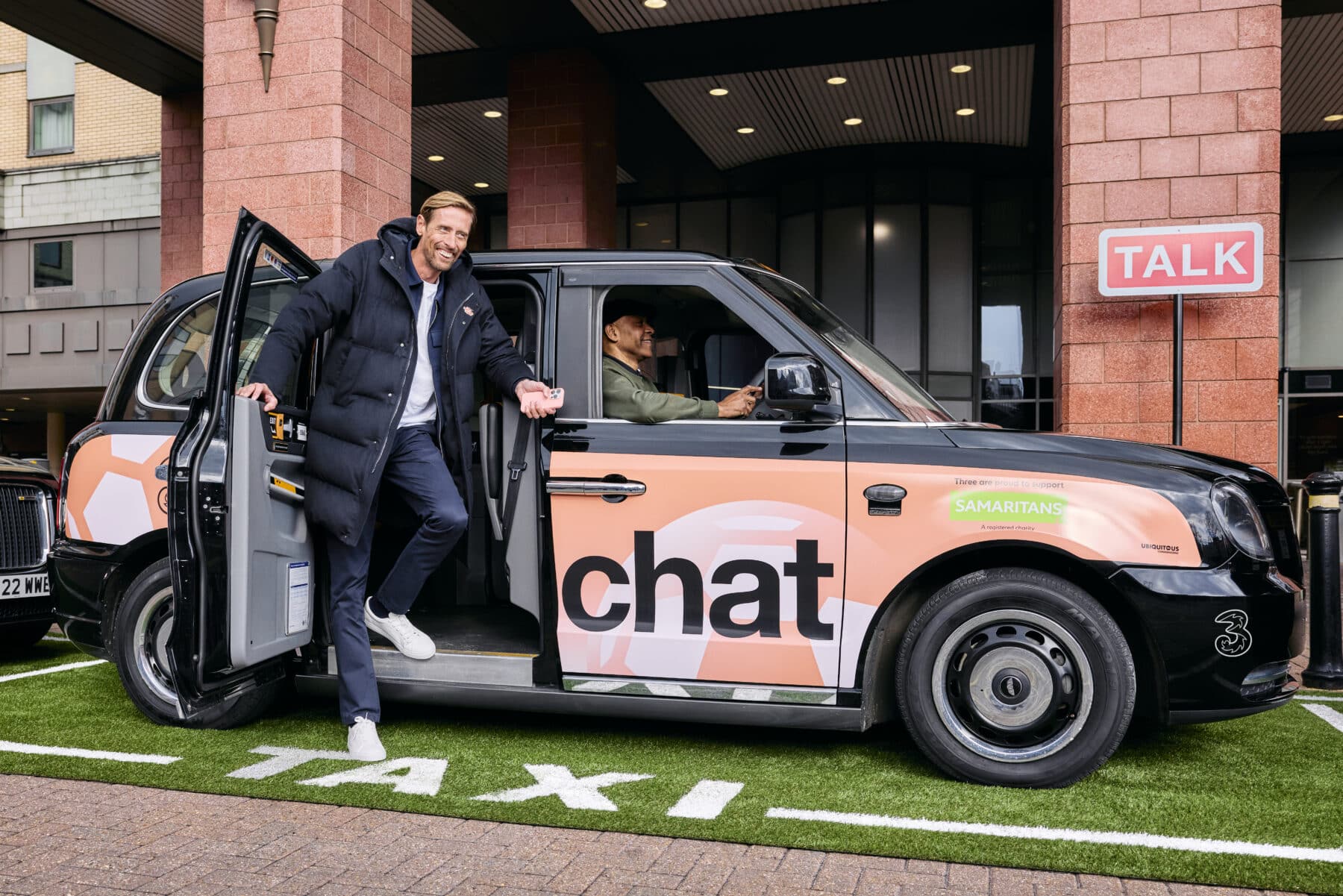 Peter Crouch stepping out of cab